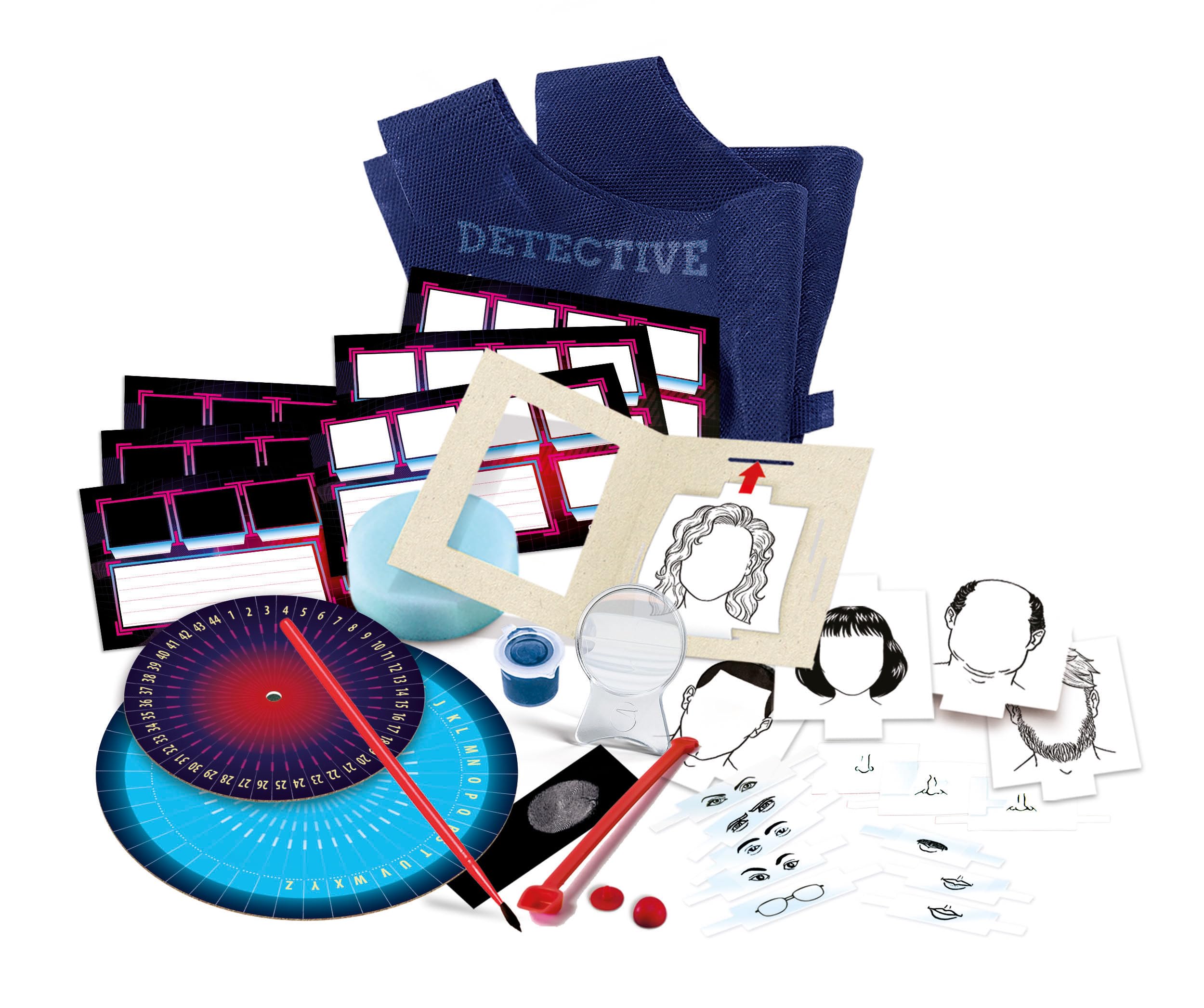 Clementoni Lab Détective – Kit D'Empreintes Digitales – Jeu Scientifique 8 Ans – Fabriqué En Italie – Loupe, Pinceau, Identikit