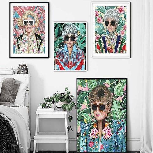 Miniatura 3 de Póster dorado de los años 80 para decoración de habitación de mujeres, impresiones de pintura en lienzo para niñas de oro (juego de 4 piezas de 14