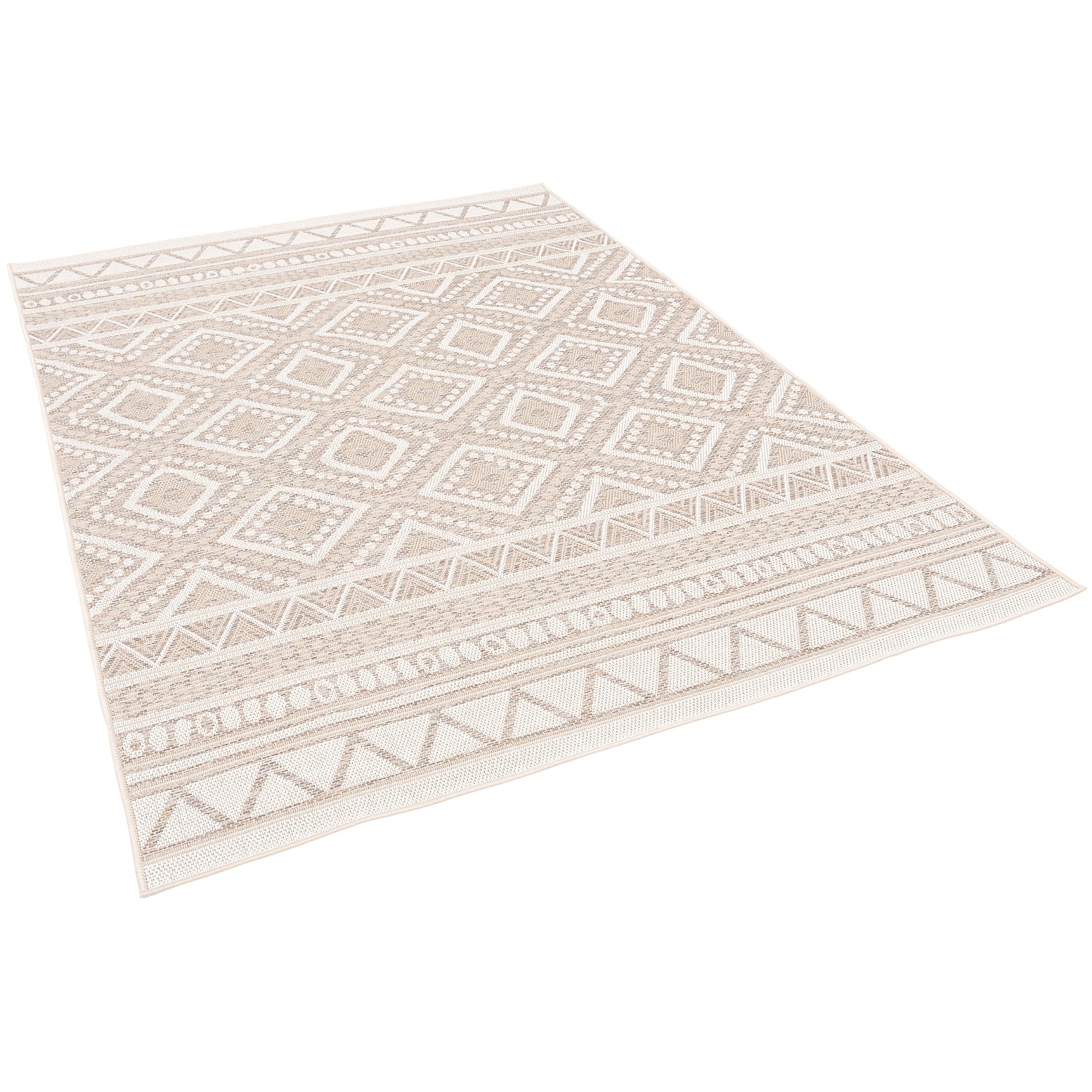 Pergamon Ottawa - Tapis Plat tissé intérieur/extérieur - Ethno Beige - 5 Tailles