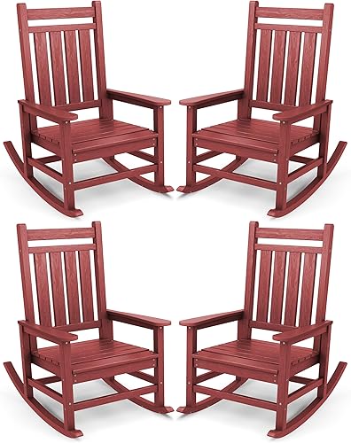 Miniatura 44 de SEWALL - Juego de 2 mecedoras de gran tamaño para exteriores, mecedoras de polietileno de alta densidad para adultos, mecedoras de patio para