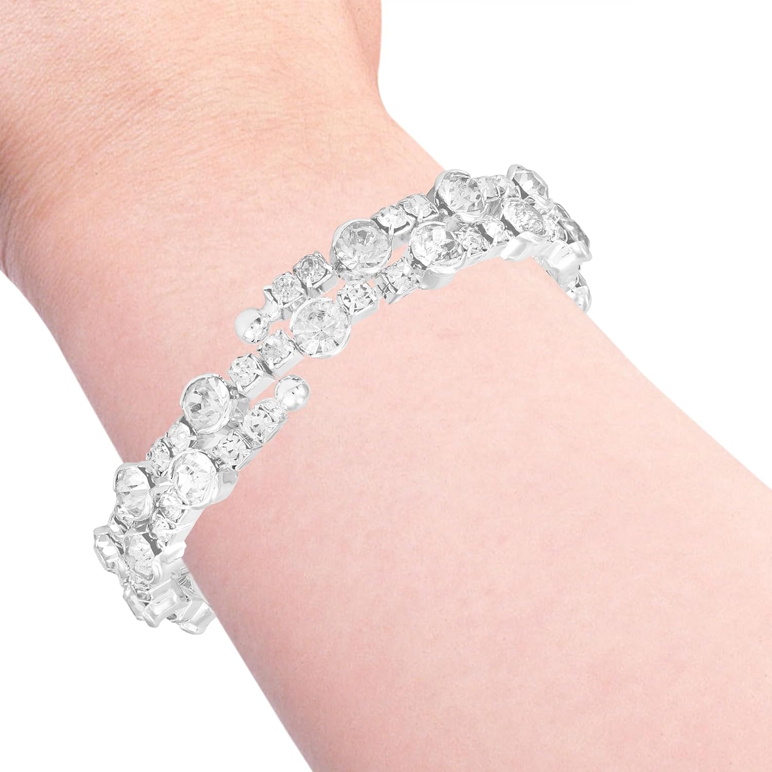 GUESS Silvertone Crystal Stone Coil Bracelet - Image 3
