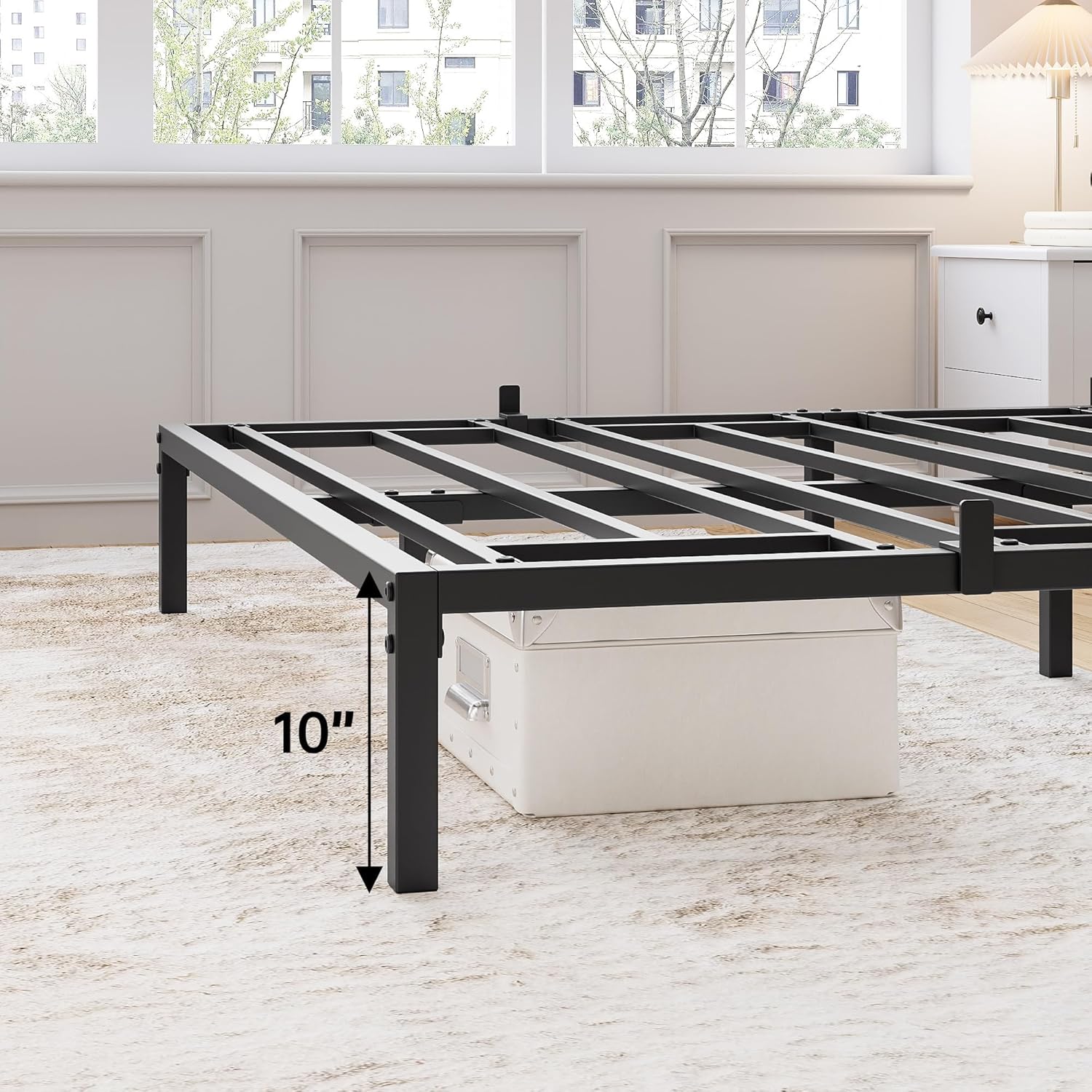 GarveeHome Twin Size Bed Frame, 10 Inch Metal Platform Bed Frames with Heavy Duty Steel Slat Support, No Box Spring Needed, Noise Free,Anti-Sliding Slat,Easy Assembly, Under Bed Storage