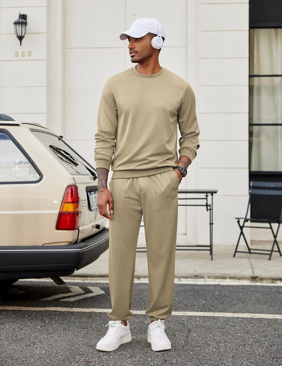 COOFANDY Men's Tracksuit 2 Piece Sweatsuit Set Long Sleeve Pullover Athletic Suit For Sports Casual Fitness Jogging