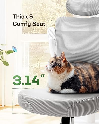 Miniatura 6 de Marsail - Silla ergonómica de oficina - Silla de escritorio con respaldo alto de malla y soporte lumbar ajustable, silla giratoria con ruedas,