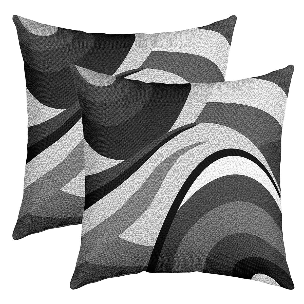 Housse de coussin rayée noir et gris 45x45 cm lot de 2 en art abstrait
