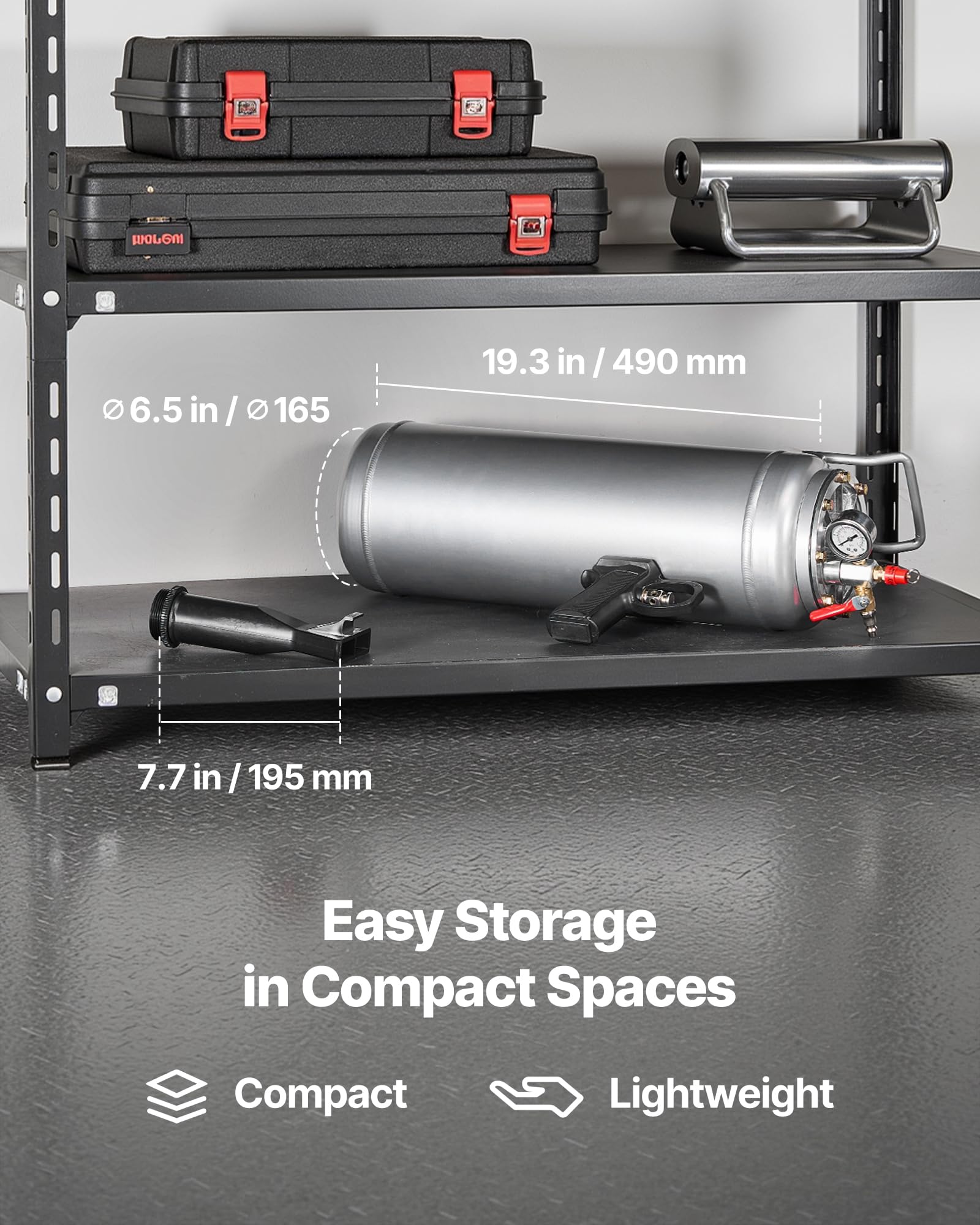 VEVOR Gonfiatore Portatile per Pneumatici, 10 L, Pressione di Esercizio 0,6 a 0,8 MPa, Gonfiatore a Grilletto per Tallone del Pneumatico, per Auto, SUV, Camion, Bici Elettriche, Camper, ATV