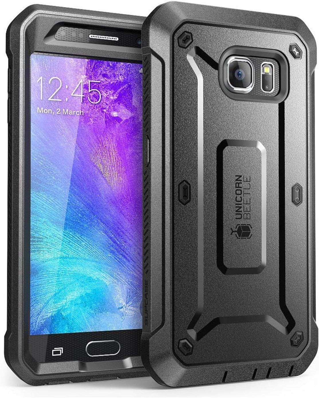 Unicorn Beetle PRO Series Designed for Galaxy S6 Case, with Built-in Screen Protector Full-body Rugged Holster Case for Galaxy S6 (2015 Release) (Black/Black)
