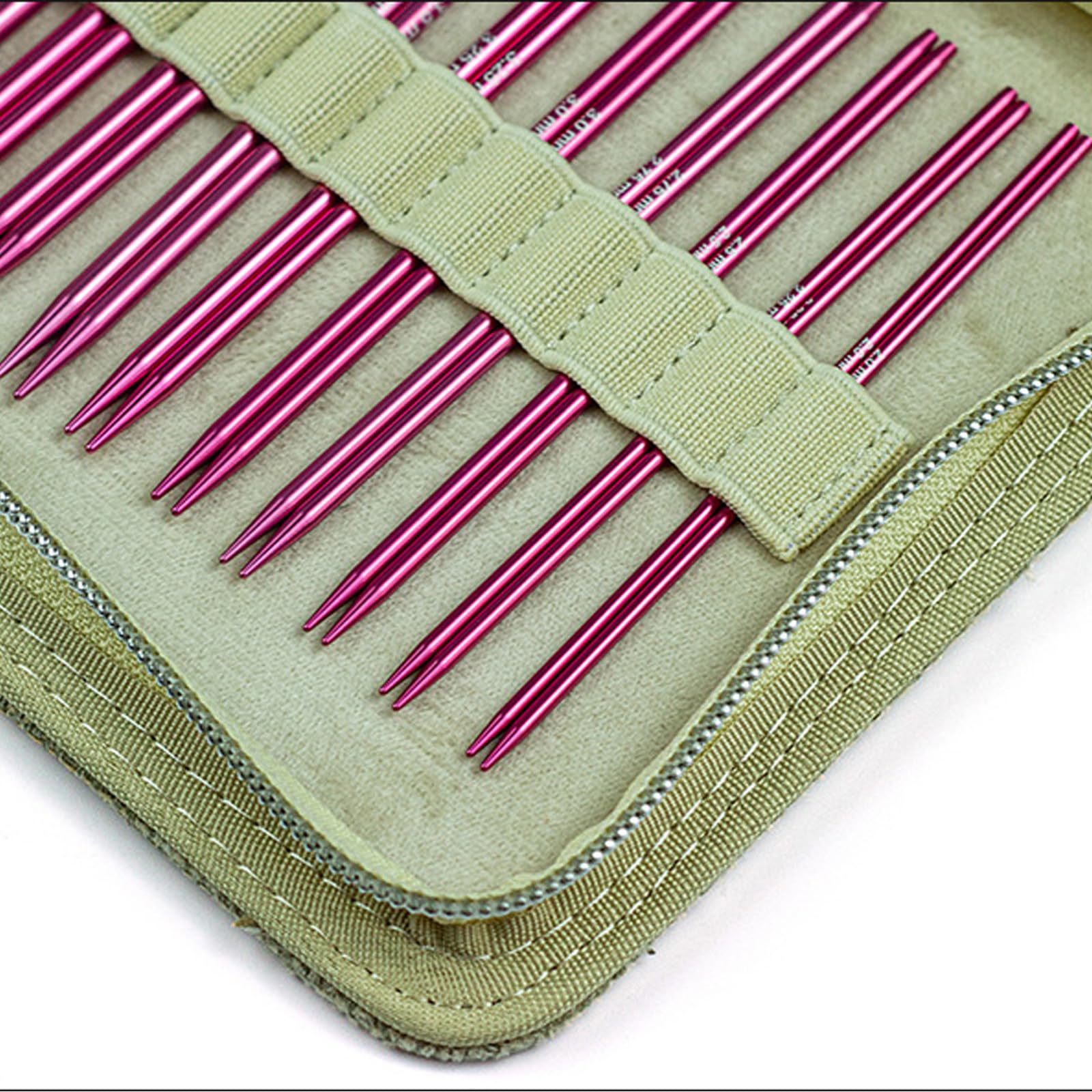 Tsophreniq Rundstrickwerkzeug Set, abnehmbare Aluminiumspitzen, verschiedene Nadelgrößen, Option für Mütze, Socken, Schal, Garnmuster, 18-Paar Kollektion