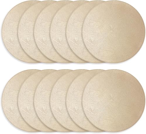 Homewear Morgan - Mantel individual redondo de piel sintética de 15 pulgadas, resistente a las manchas y al calor, reversible, antideslizante,