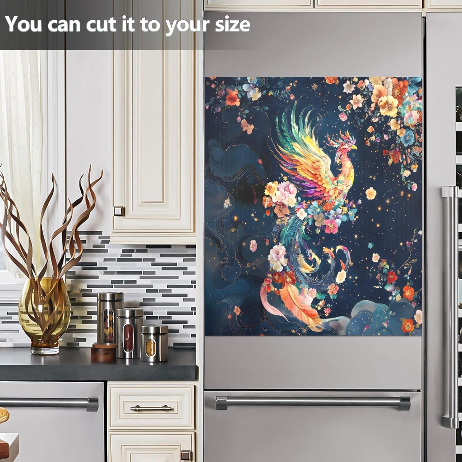 Dishwasher Magnet Cover Large Magnetic Stickers Colorful Phoenix Front Dishwasher Cover Reusable Decal for Home Kitchen Refrigerator Decorative Lid Washing Machine Laundry