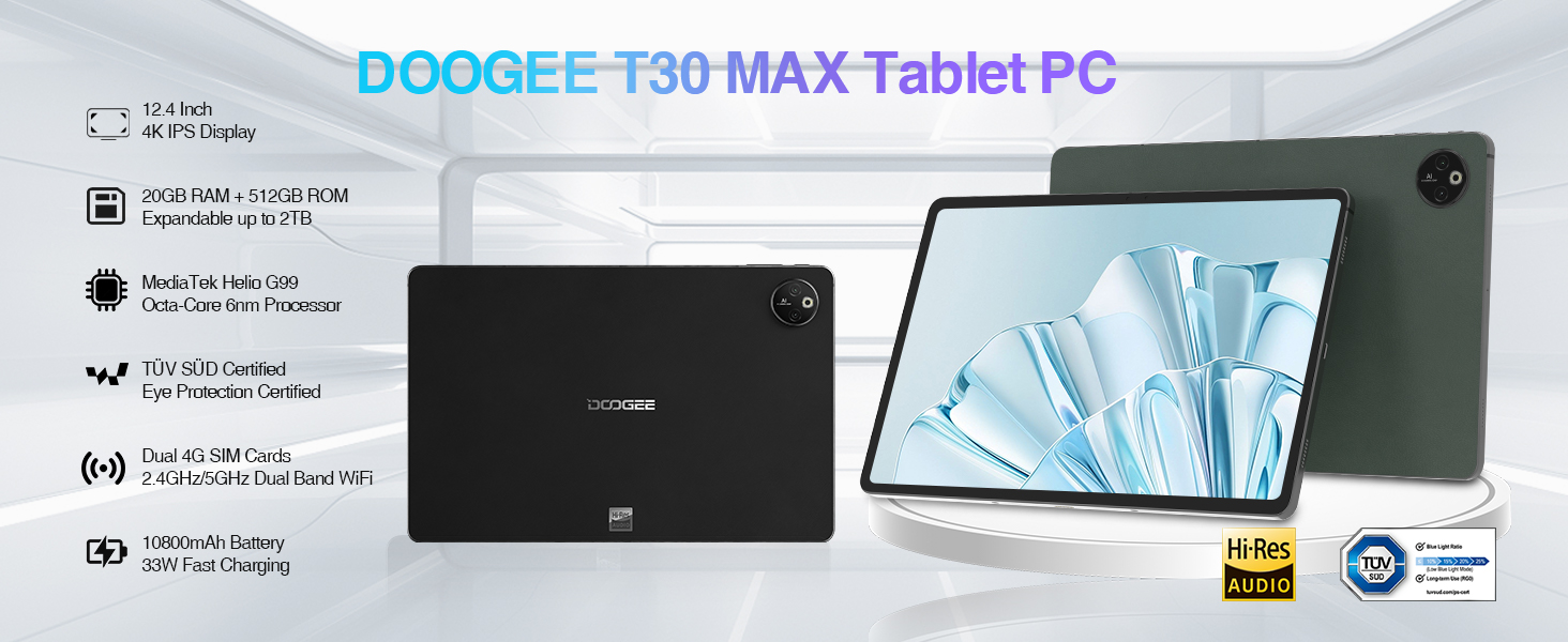 Amazon.com: DOOGEE T30 Max Tablet 12.4 Inch 4K, Android 14 Tablet