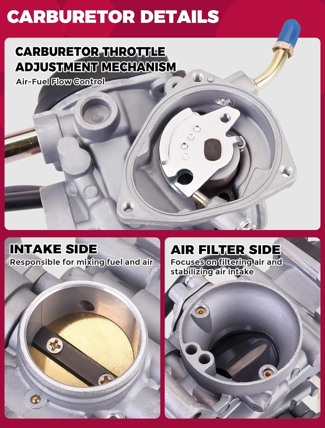 Carburetor For Yamaha Big Bear 250 400/Bruin 250 350/Grizzly 350 400 450/Kodiak 400 450/Wolverine 350 450/5FU-14101-10-00