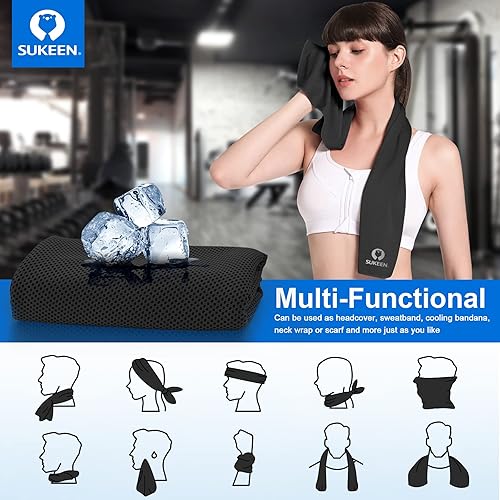 Miniatura 31 de Sukeen Paquete de 4 toallas refrescantes (40 x 12 pulgadas), envolturas refrescantes para el cuello, toalla de hielo, toalla fría suave