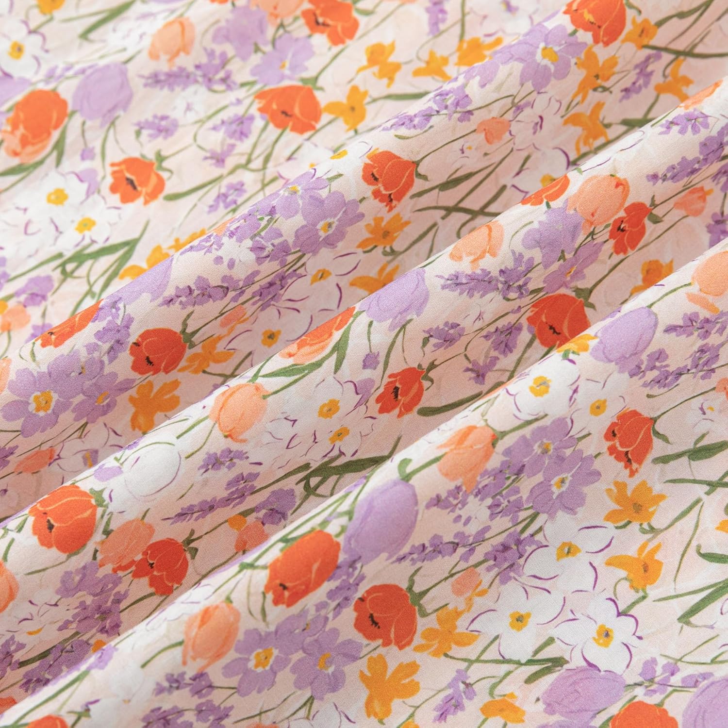 Curipeer Little Baby Girls Orange Floral Sleeveless Summer Dress Toddler Cotton Ruffled Playwear Lace Floral Dress Beach Sundress 7T - Image 7