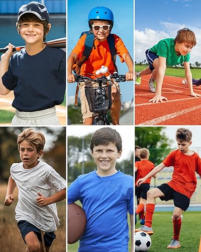 Vista 2 de QBK 2T a Juvenil Camisa Neón para Niños UPF 50+ de Secado Rápido, Camiseta Deportiva de Manga Corta, Protección contra Erupciones, Camiseta