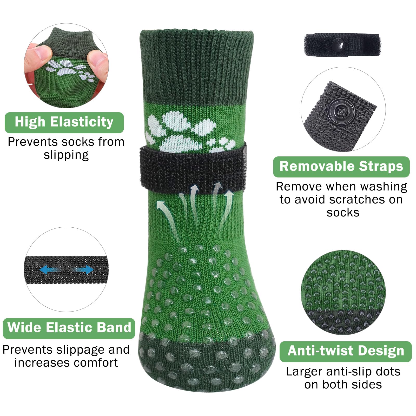 SCENEREAL Anti Slip Dog Sock to Prevent Licking Paws for Hardwood Floors Boots & Paw Protector Shoes for Hot/Cold Pavement with Grippers - Image 3