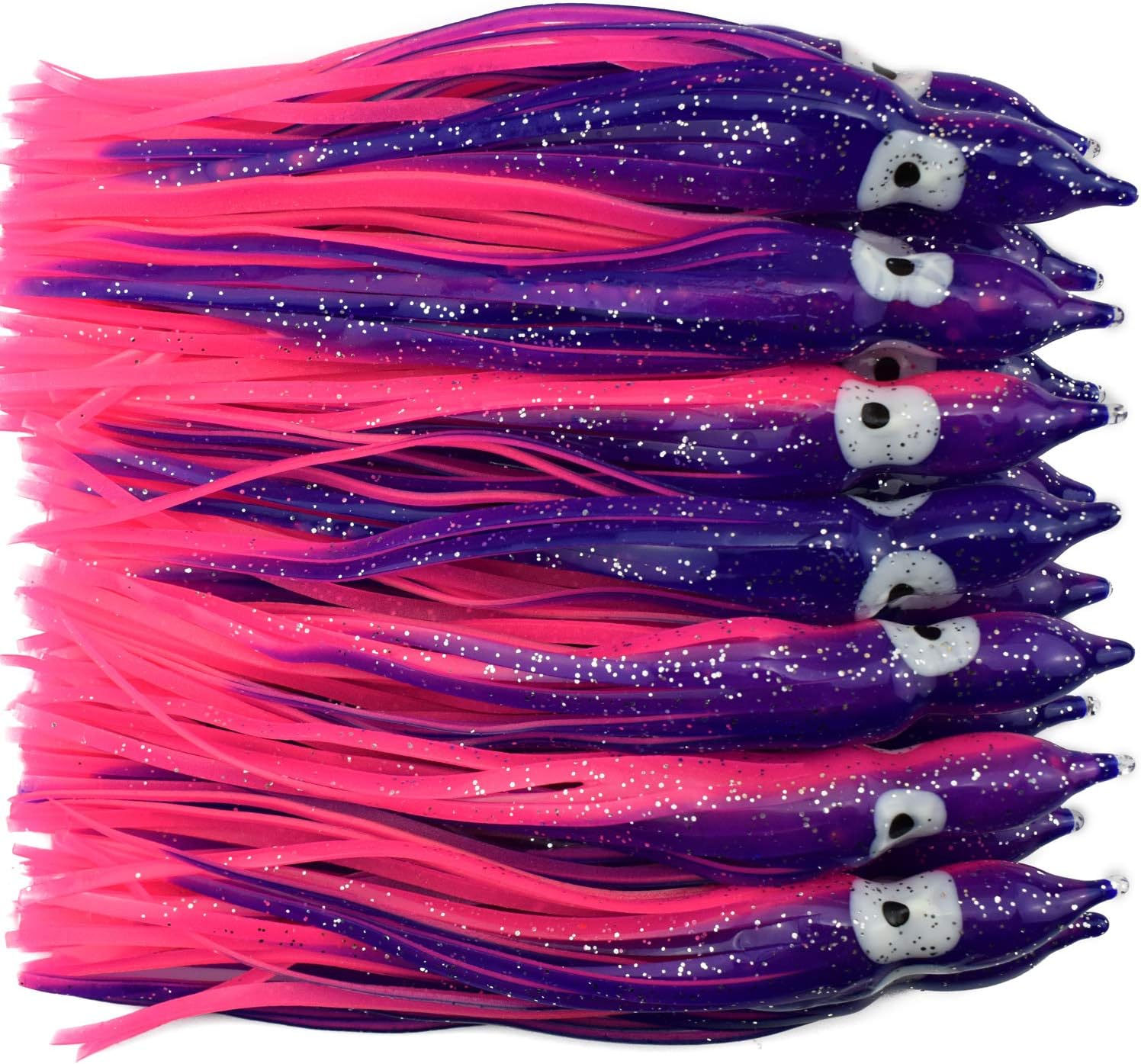Soft Octopus Fishing Lure Squid Skirts 6in/15CM Trolling Fishing Lures Baits for Saltwater Fishing Pink & Purple