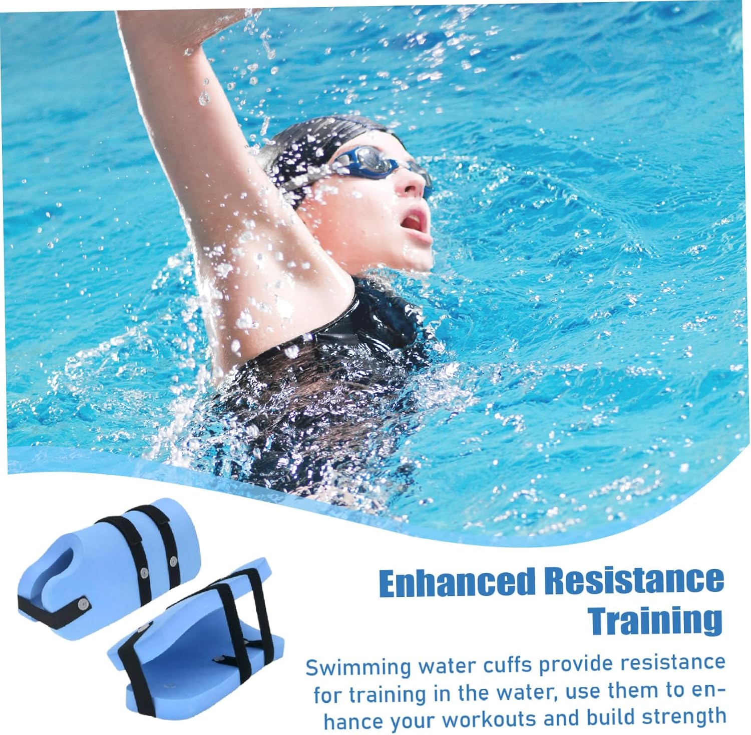 1 Pair Swim Aquatic Cuffs, EVA Foam Water Weights Float Ring with Quick Release Buckle, Water Exercise Equipment for Swim Fitness Training