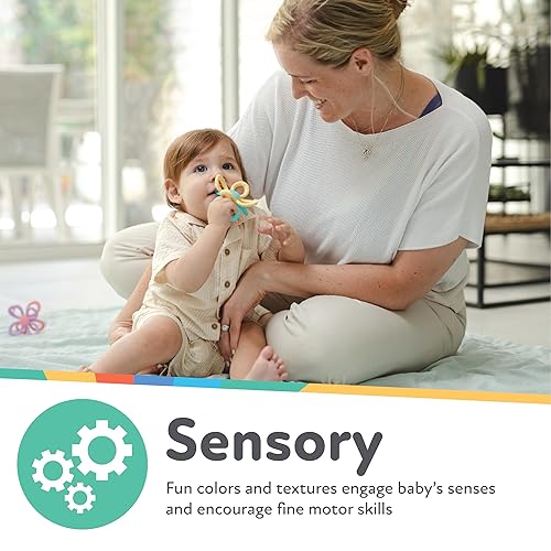 Miniatura 4 de Nuby Fun Loops - Mordedera infantil en forma de flor para bebés, a más de 3 meses, 100% silicona suave para encías delicadas, sin BPA, rosamorado