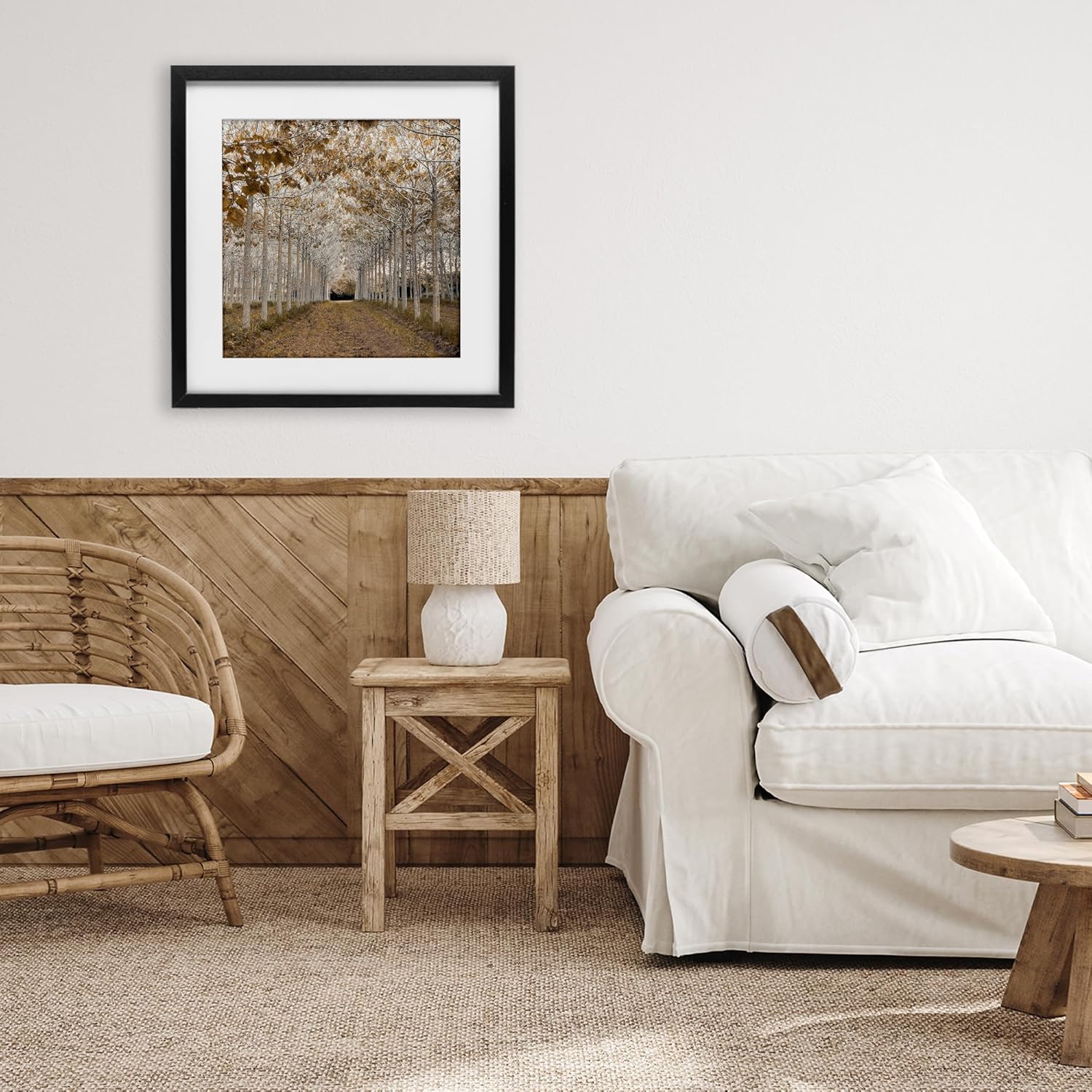 Stupell Industries White Gold Birch Grove Black Framed Print Under Glass design by Assaf Frank, 16 x 16