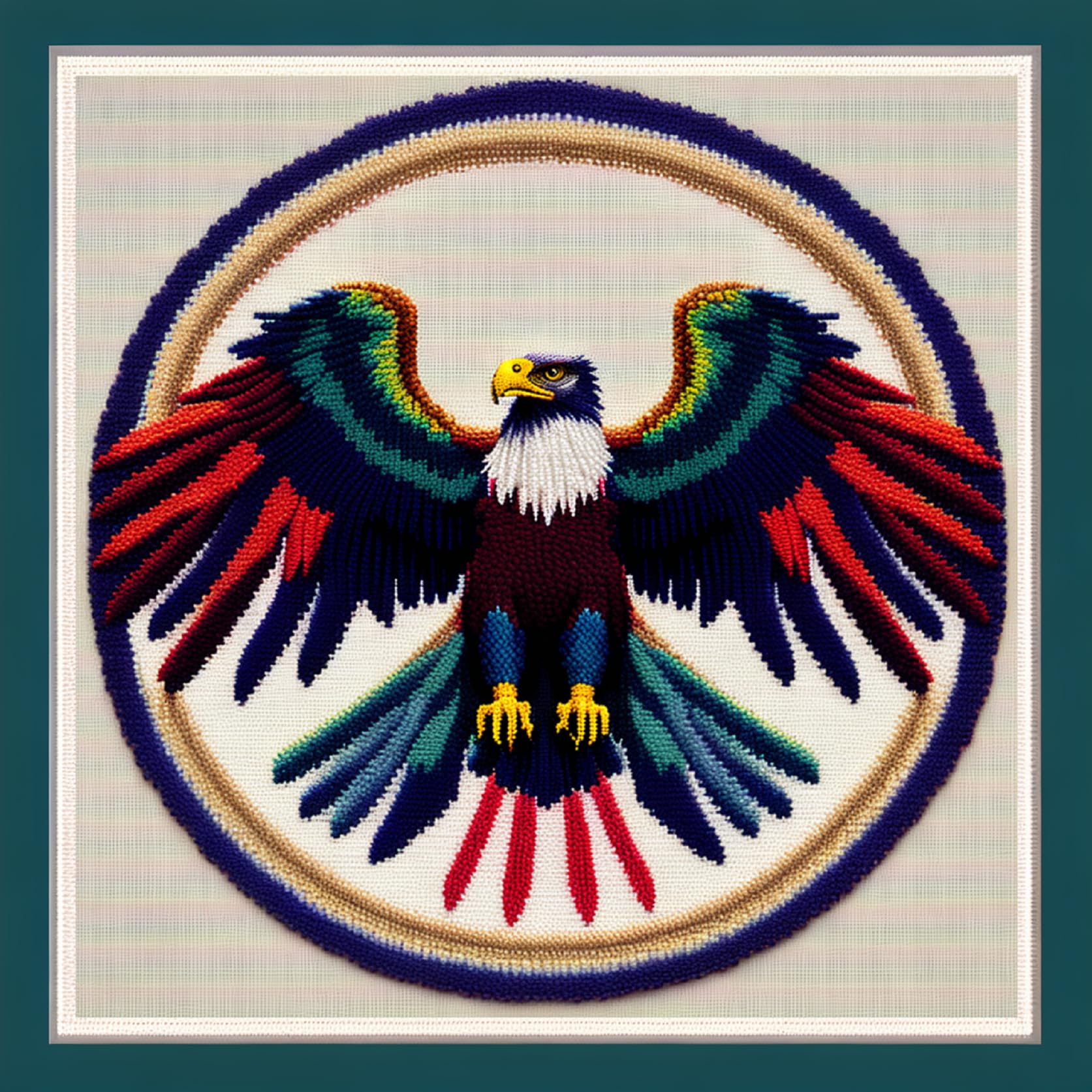 Joyhoor Cross Stitch Kits for Beginners Stamped Cross-Stitch Supplies Needlework preprint Embroidery Kits for Adults DIY Needlepoint Kits Embroidery Patterns 11CT-Colorful Eagle 17.7x17.7 inch