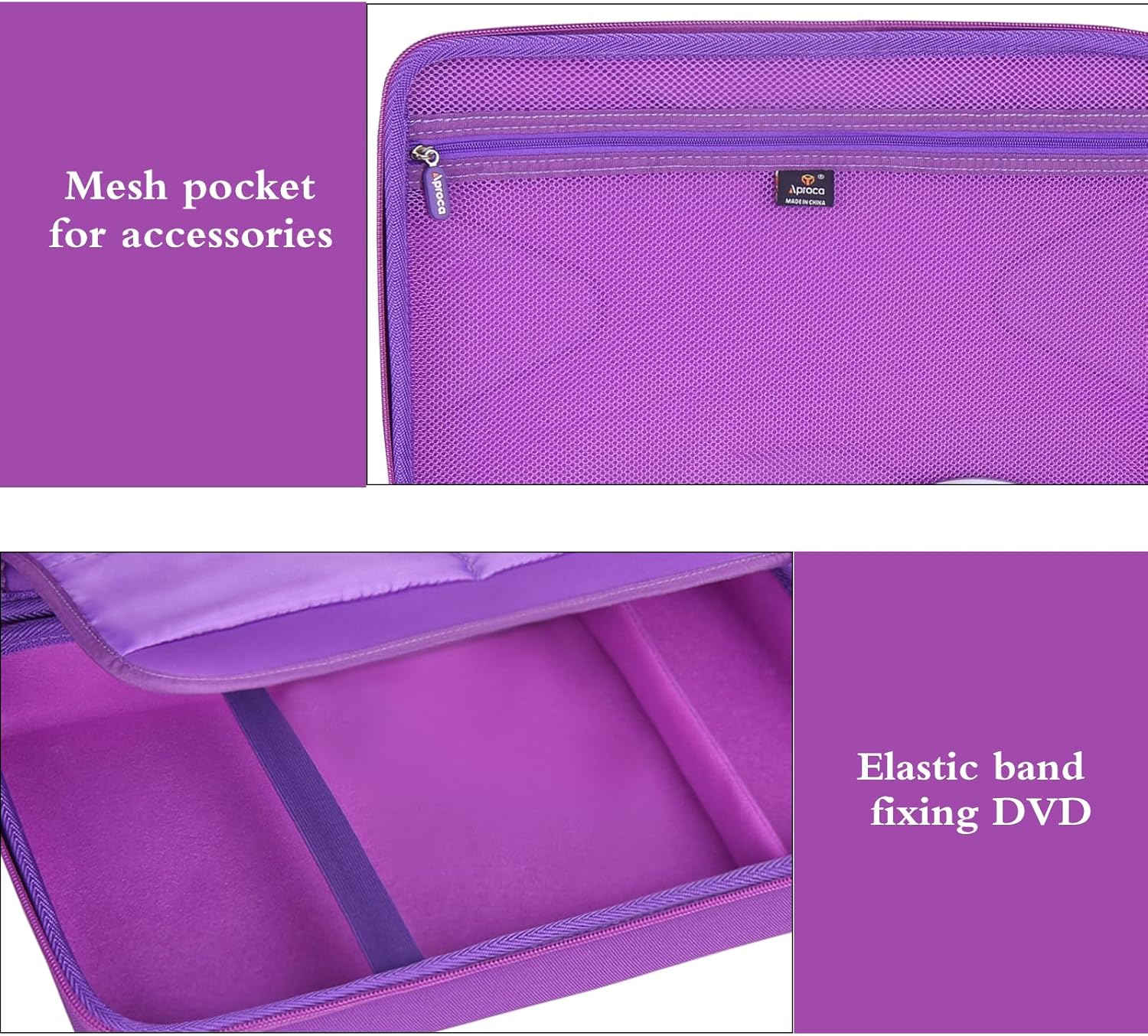 Aproca Case Compatible with MEGATEK 12.5" / pofoto 12.5" / WONNIE 12.5 / Geek 12.5" / DR. J 12.5" Portable DVD Player, Hard Storage Bag for Accessories -Purple (Case Only)