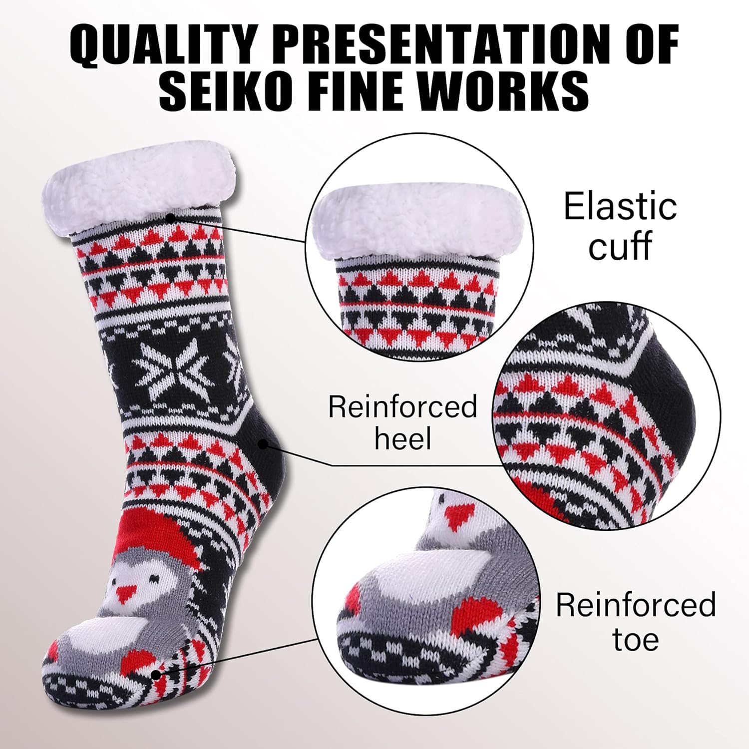 POEATEZO Womens Slipper Socks Soft Warm Fluffy Winter Fleece Lined Sherpa Socks - Image 4
