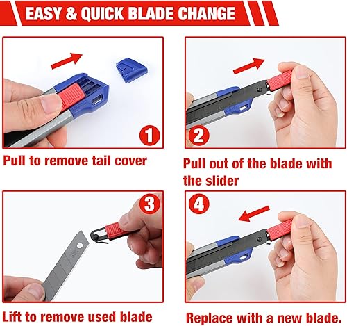 Miniatura 8 de WORKPRO Cuchillo utilitario retráctil de 0.709 in, cortador de caja resistente a presión con 10 cuchillas SK5 para cajas de cartón, cartón y cajas,