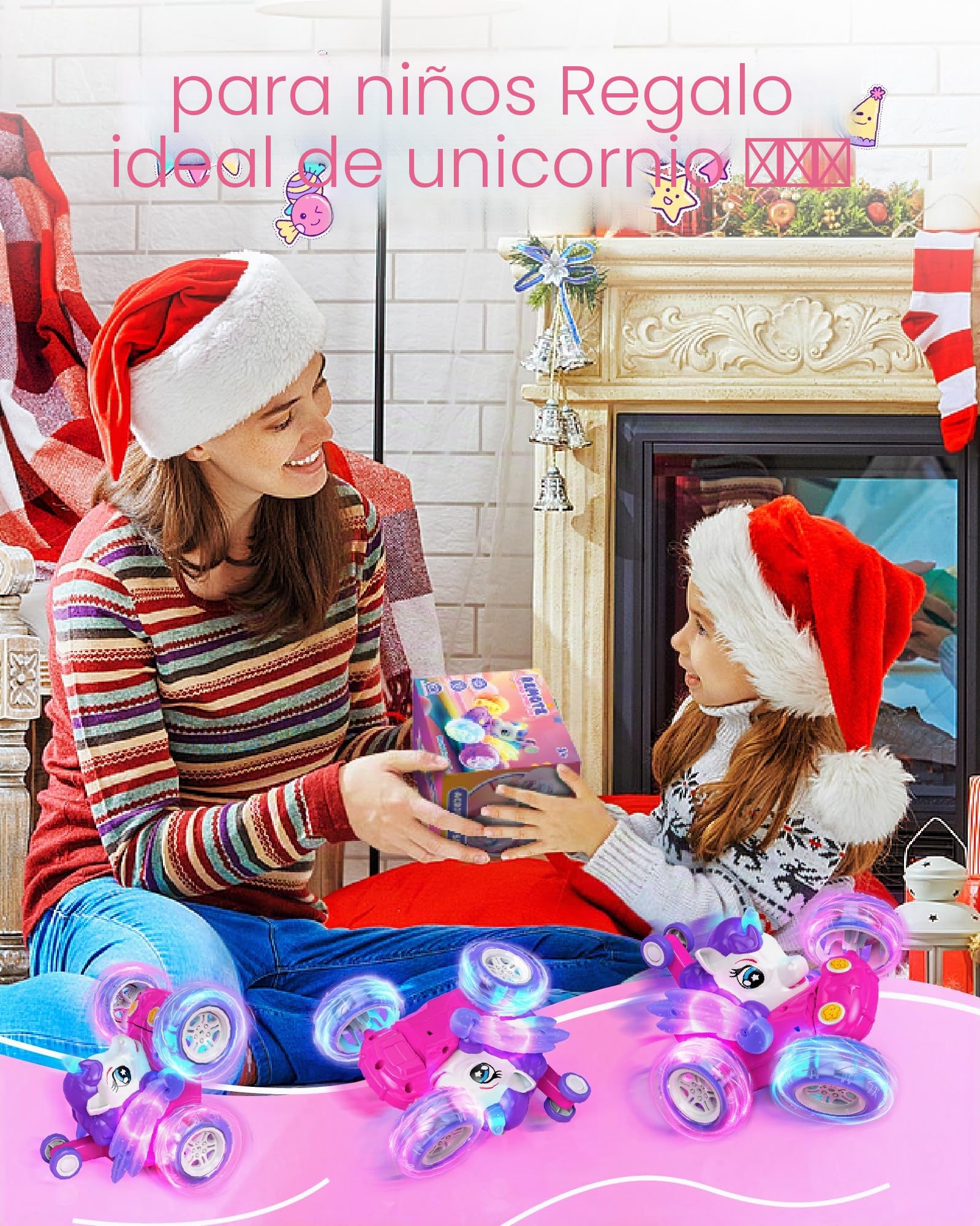 Kiztoys Unicorn Coche Teledirigido - Coches de Juguete para Niñas de 3 4 5 6 Años, Unicornio Teledirigidos Monster Truck con luz LED, Regalo de Juguete para Niñas 3+ Años