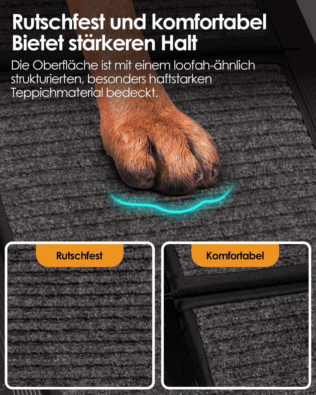 derimkcoa 180cm Hunderampe Auto Klappbar, Hundetreppe Auto mit Rutschfester Teppich, rutschfest Hunderampen für Autos, LKWs und SUV