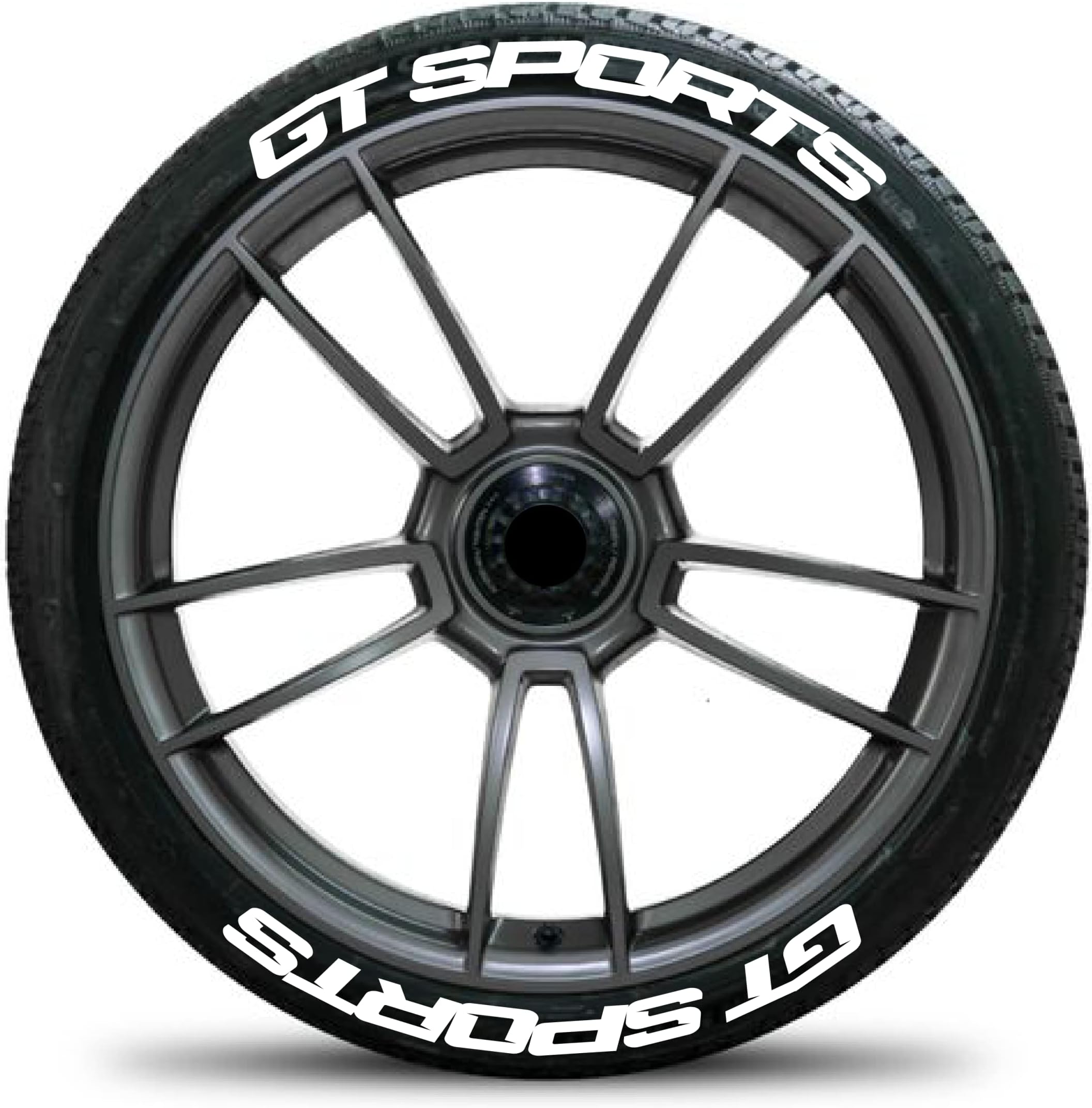 Motorik Rubber Tire Sticker GT Sports Permanent 3D Tyre Decals Lettering kit (for 14 15 16 17 inch Wheel) in 3D (8 Letter Set).