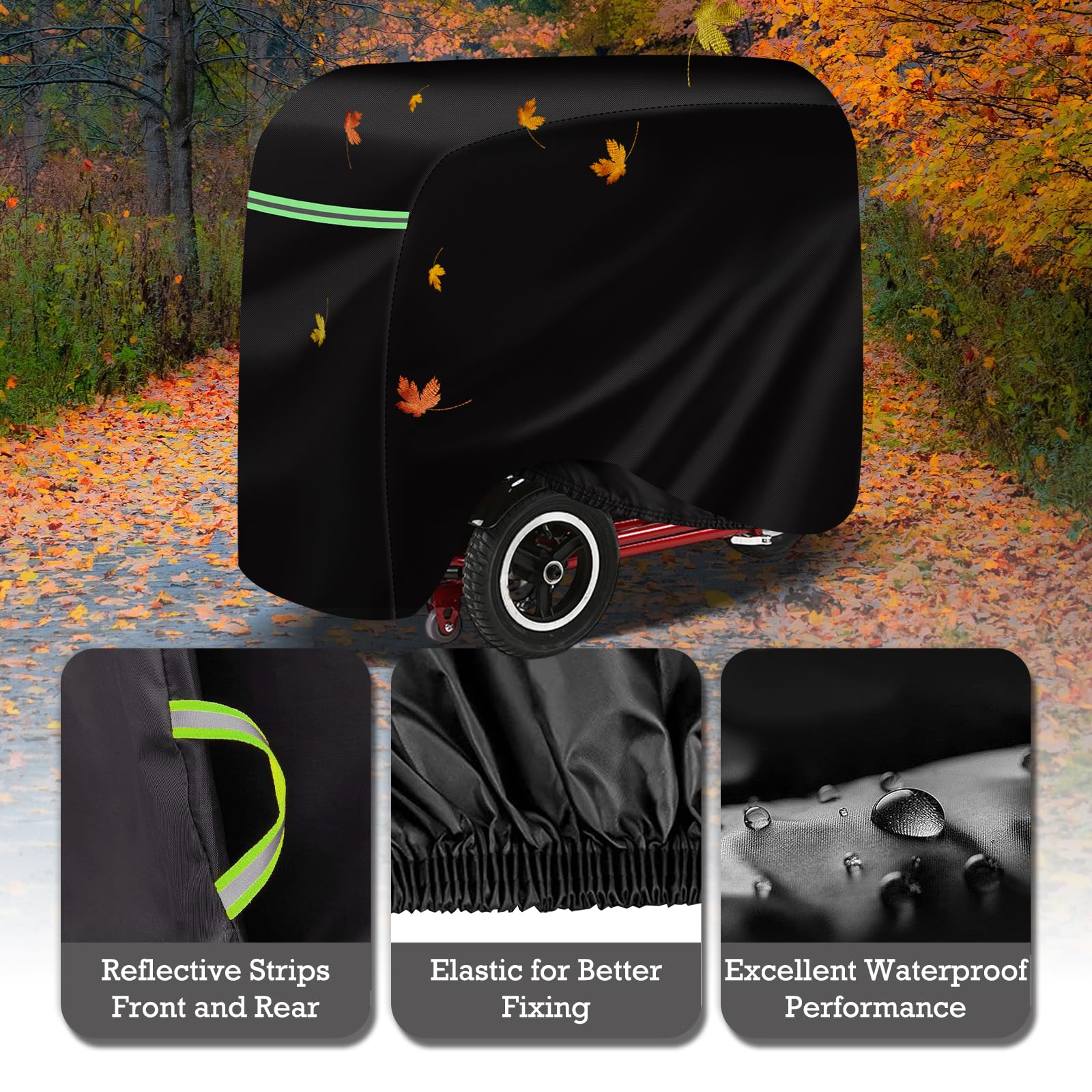 MaxAwe 124 x 58 x 99 cm Scooter Tarpaulin, Waterproof Scooter Cover, 420 Oxford Cover - Image 4
