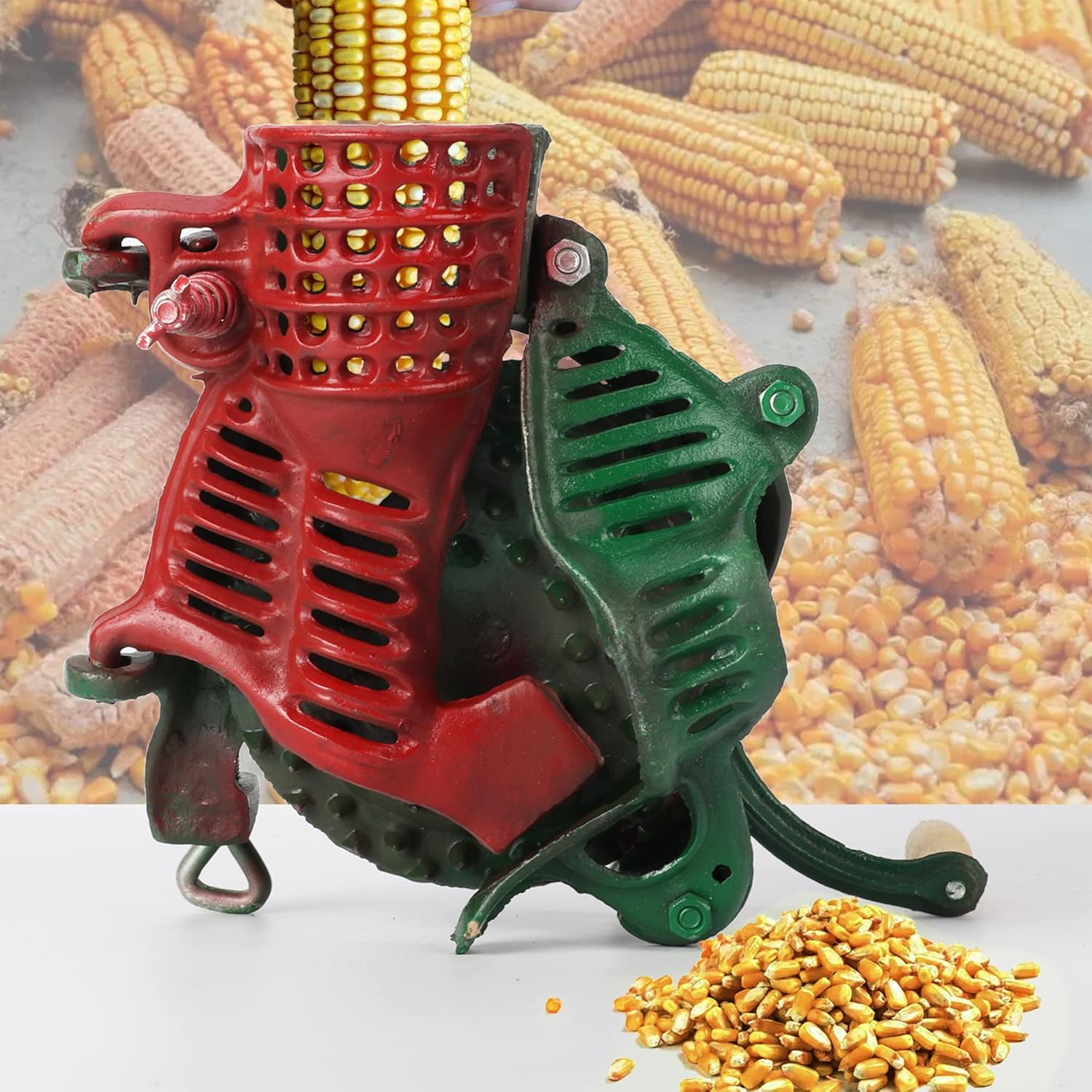 Corn Sheller Hand Crank - Cast Iron Corn Thresher, Manual Corn Peeler, Corn Thresher, 70kg/Hour Threshing Efficiency, 29x27x17cm