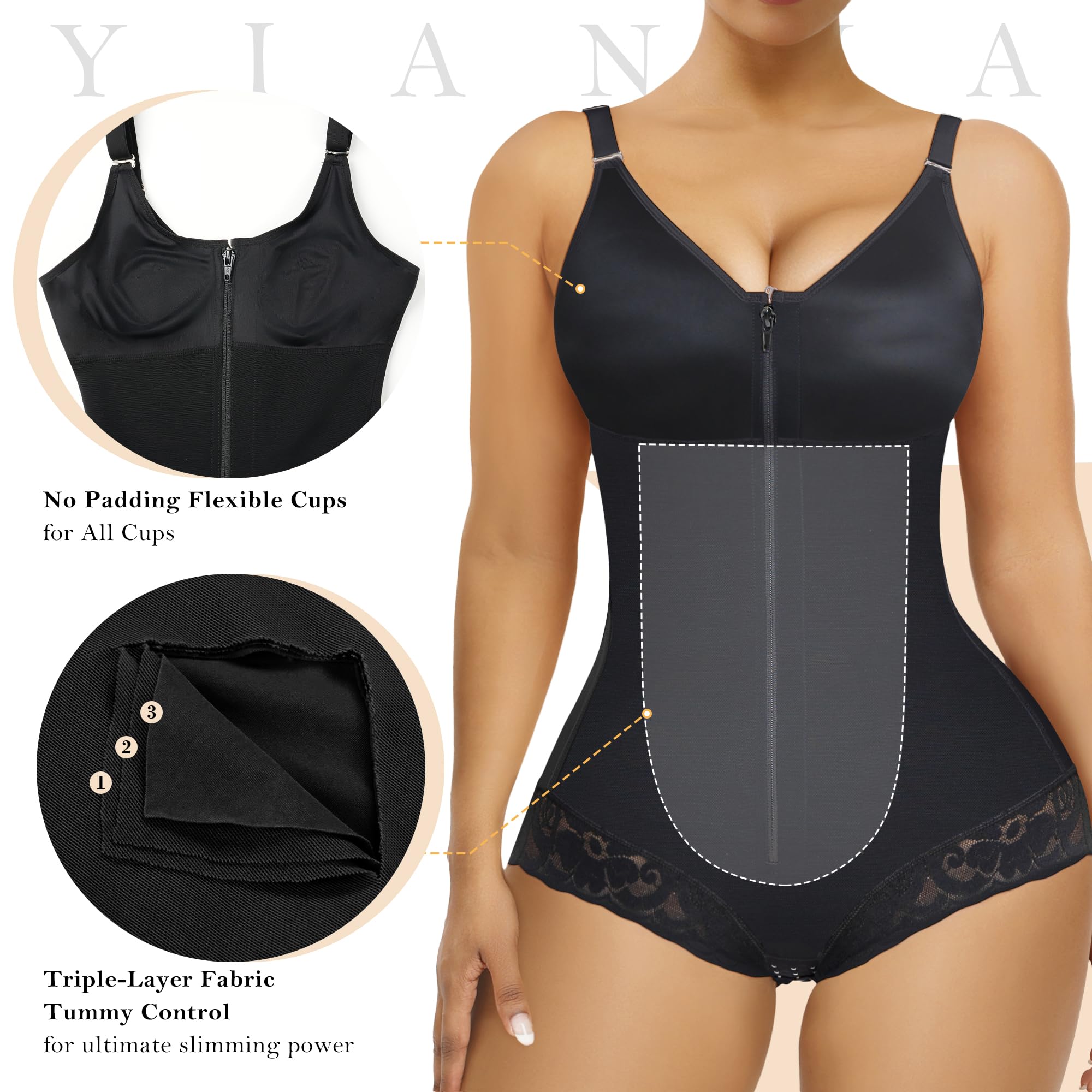 YIANNA Shapewear Body modellante per il controllo della pancia per le donne post-partum Fajas Colombianas compressione indumento body