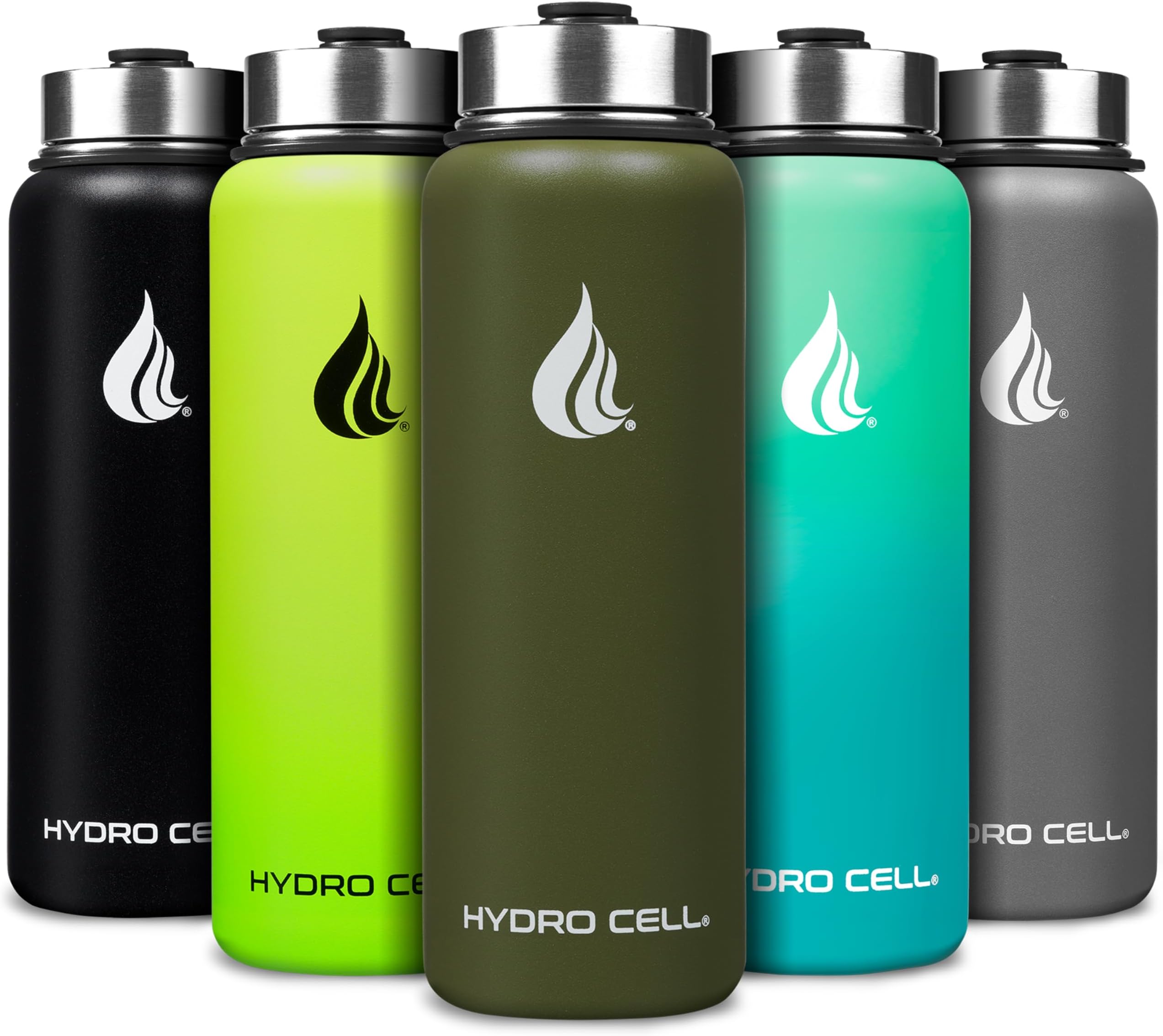 Stainless Steel Water Bottle w/Straw & Wide Mouth Lids (40oz 32oz 24oz 18oz) - Keeps Liquids Hot or Cold with Double Wall Vacuum Insulated Sweat Proof Sport Design (Army 40 oz)