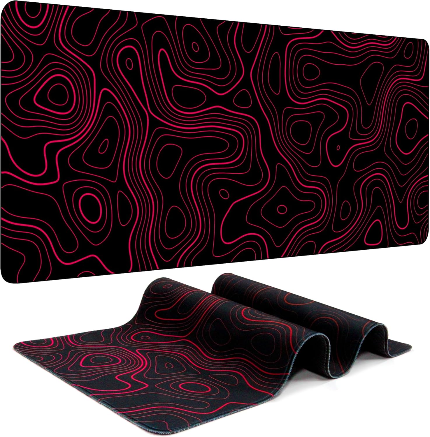 ?7 Patterns 3 Sizes??1 Pack / 2 Pack?Gaming Mouse Pad Topographic Contour Extended Big Mouse Pad Large Desk Pad Long Computer Keyboard Mouse Mat Mousepad Office Desk Accessories Gifts - 35.5"L*15.8"W XL-35.5"L*15.8"W ?1pack?_red