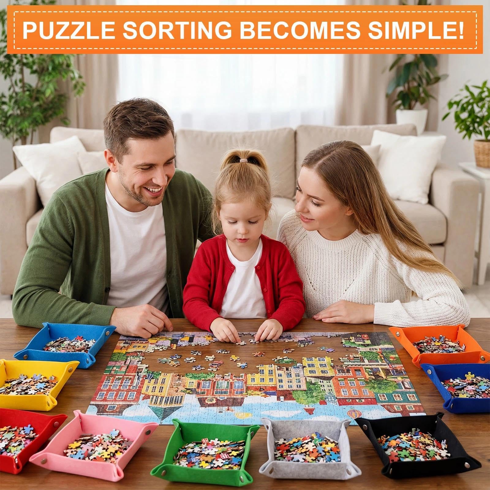 12 sztuk filcowych układanek do sortowania przenośne układanki można układać w stos składane filcowe tace do sortowania guzików pudełko do sortowania puzzli akcesoria do puzzli 1000 elementów