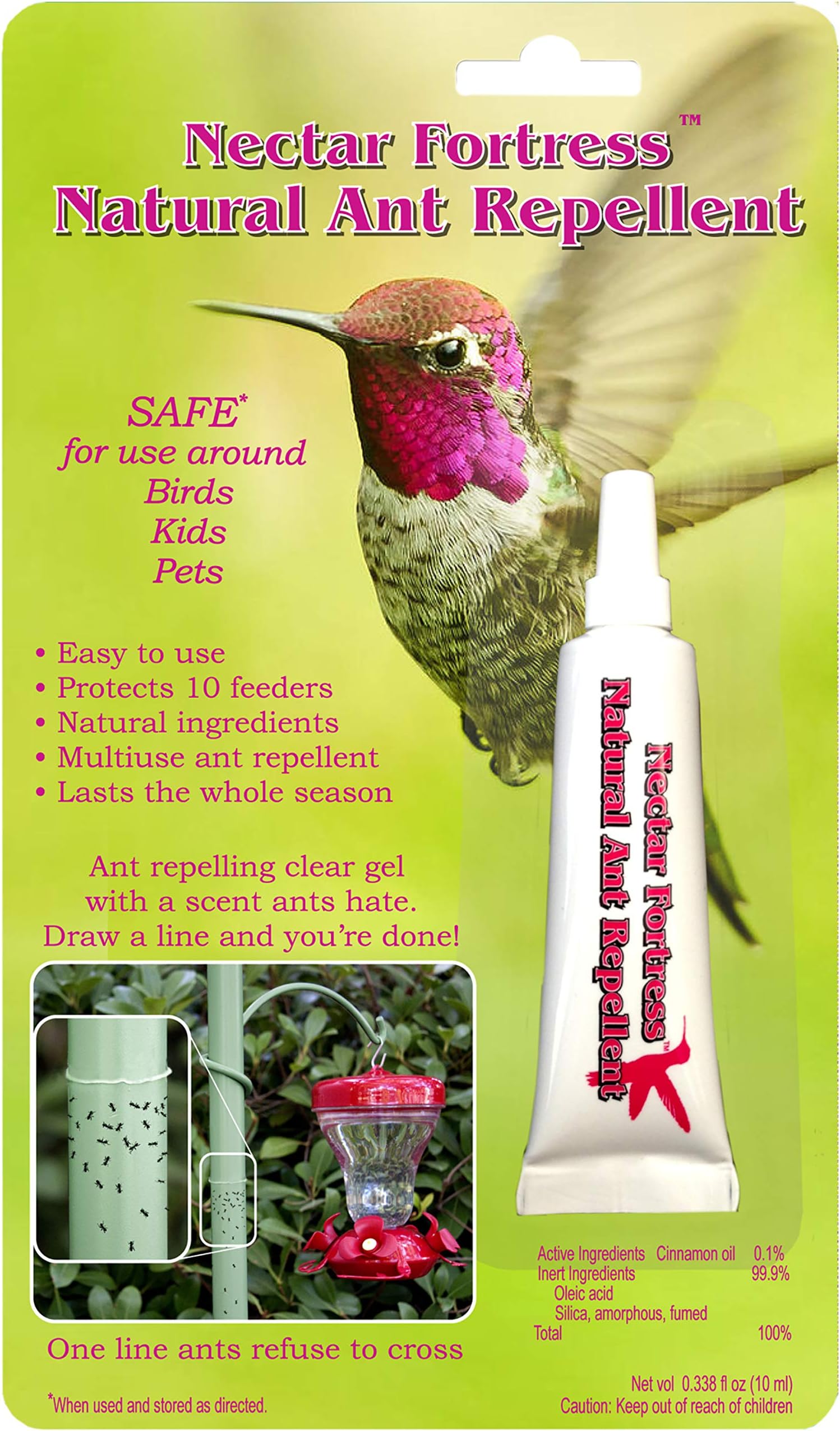 Nectar Fortress™ Natural Ant Repellent; Multi-Purpose Clear Gel Ant Guard for Hummingbird Feeders (Single)