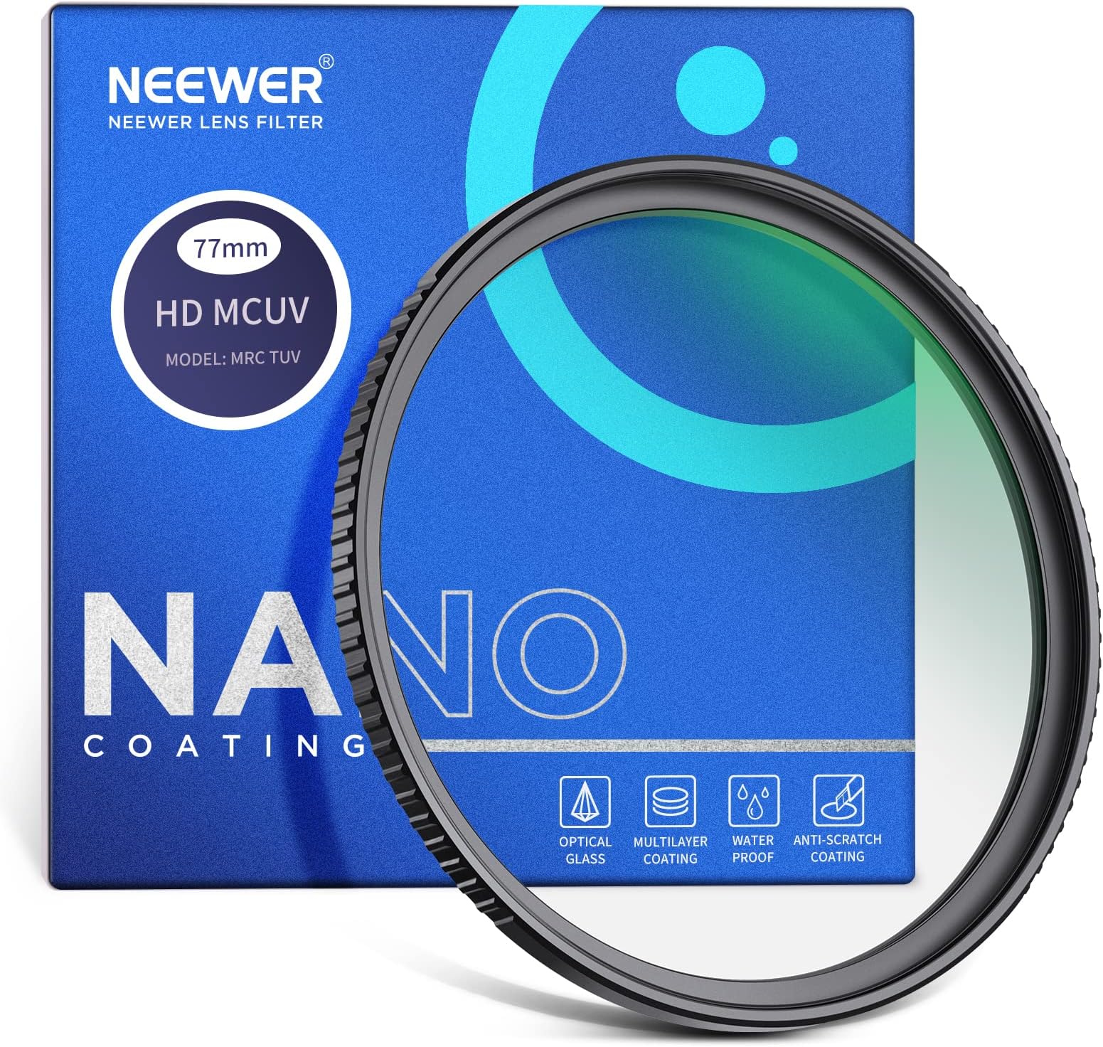 Neewer 77mm UV Filter, Ultra Slim UV Protection 77mm Camera Lens Filter with 9H High Hardness Tempered HD Optical Glass/Aluminum Alloy Frame/30 Layers Nano Coated/Water Repellent/Scratch Resistant