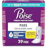 Incontinence & Postpartum Pads for Bladder Leaks&comma; 7 Drop Ultra Absorbency&comma; Long Length&comma; 39 Count&comma; Packaging May Vary