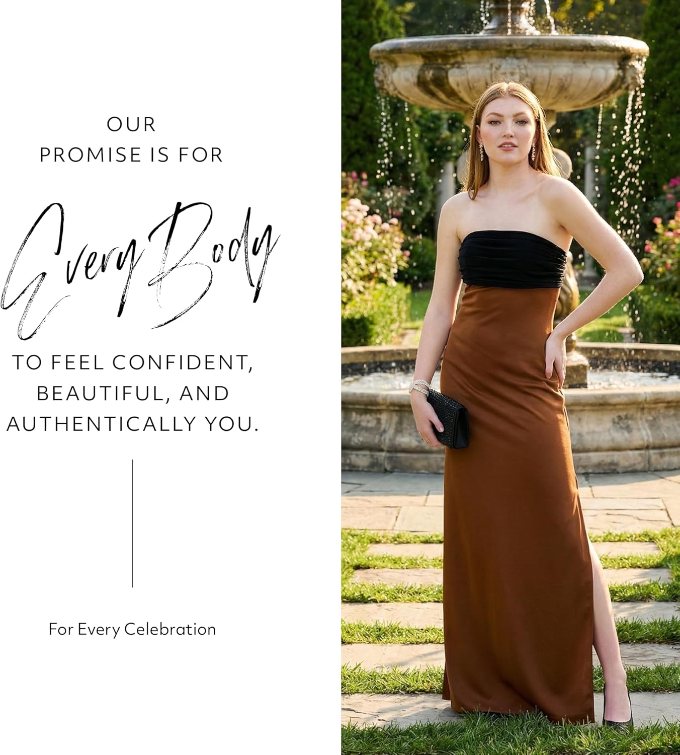 David's Bridal The Edit Studio Strapless Charmeuse Mixed Column Dress in Tawny, Elegant Cocktail Dress for Weddings - Image 7