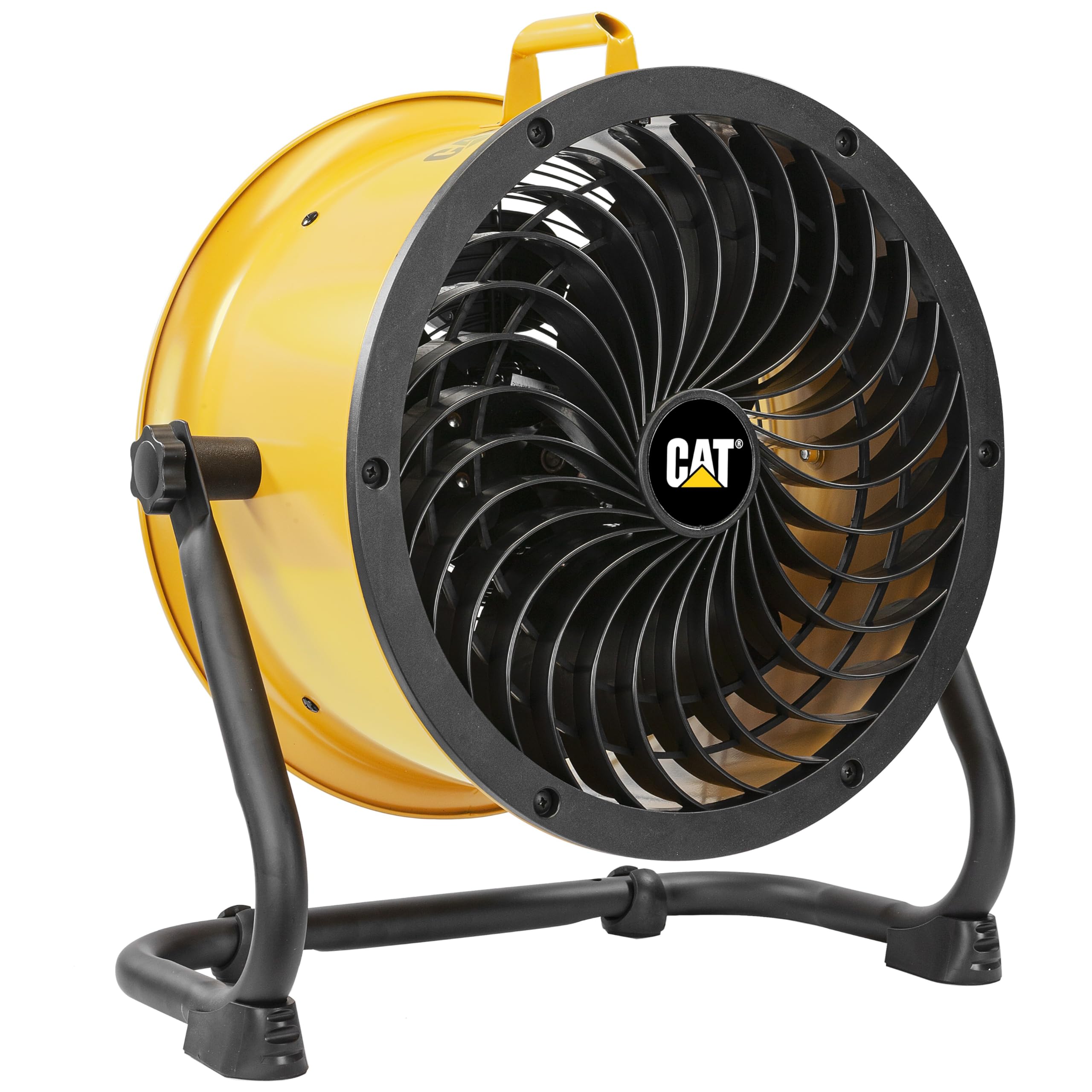 CAT Ventiladores - Ventilador de tambor de alta velocidad de 35,6 cm (amarillo, 2 en 1): 2300 CFM, 4 velocidades, cabezal de tambor ajustable de 360 grados, motor de doble rodamiento de bolas con tapa