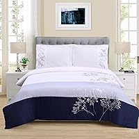 Vista 1 de Superior Juego de funda nórdica 100% algodón, juego de edredón suave de 3 piezas, incluye 1 funda de edredón con cierre de botón, 2 fundas de Azul