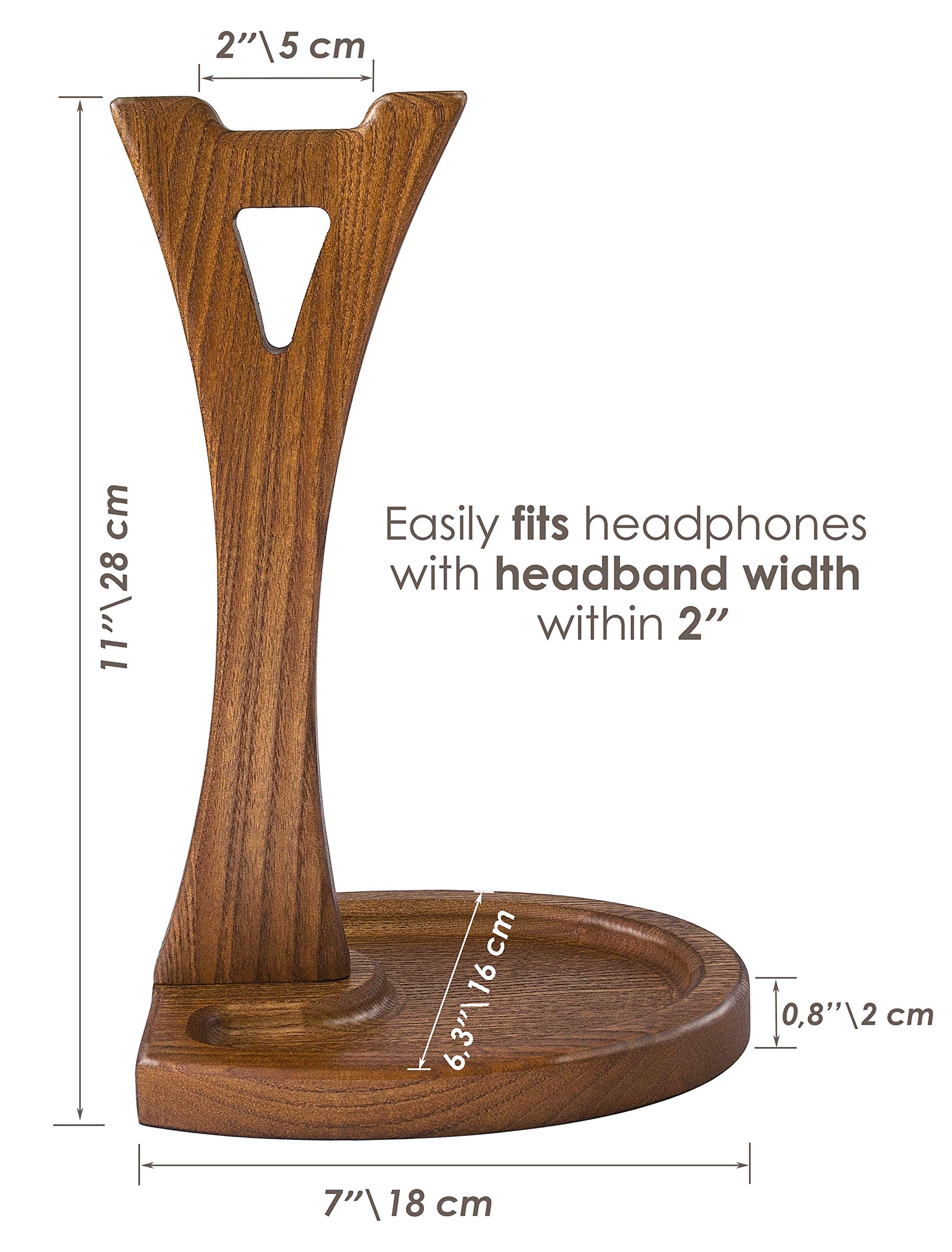 TESLYAR Wooden Headphone Stand Headset Holder Wood Headset Hanger