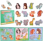 ASTARON Magnetic Puzzles for Toddlers, 12-16-20 Pieces Vehicle Learning Magnet Puzzles for Road Trip, Educational Travel Toys Car Plane Activities for Kids, Kids Birthday Gifts