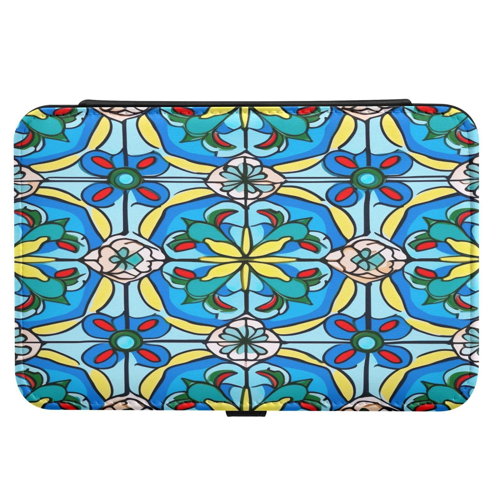 Haskirky Mexican Tile Jewelry Box Portable PU Leather Travel Jewelry Organize for Women Jewelry Storage Display Holder for Ring, Necklace, Earring