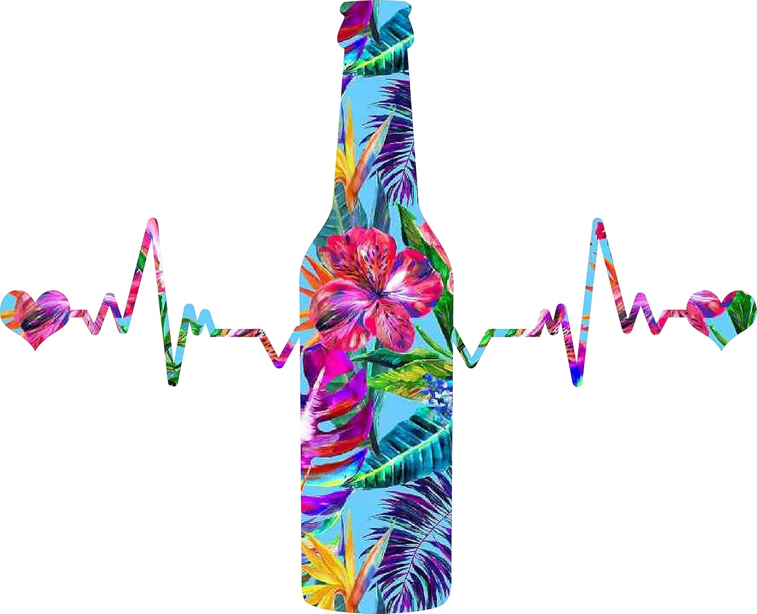 Beer Bottle Heartbeat Decal Sticker, Beer Sticker, Beer