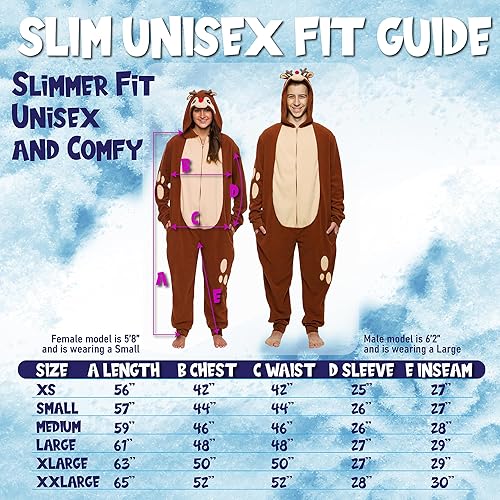Miniatura 4 de Funziez! Slim Christmas Adult Onesie - Fun Holiday Costume - Santa Clause and Reindeer One Piece for Adults, Women and Men