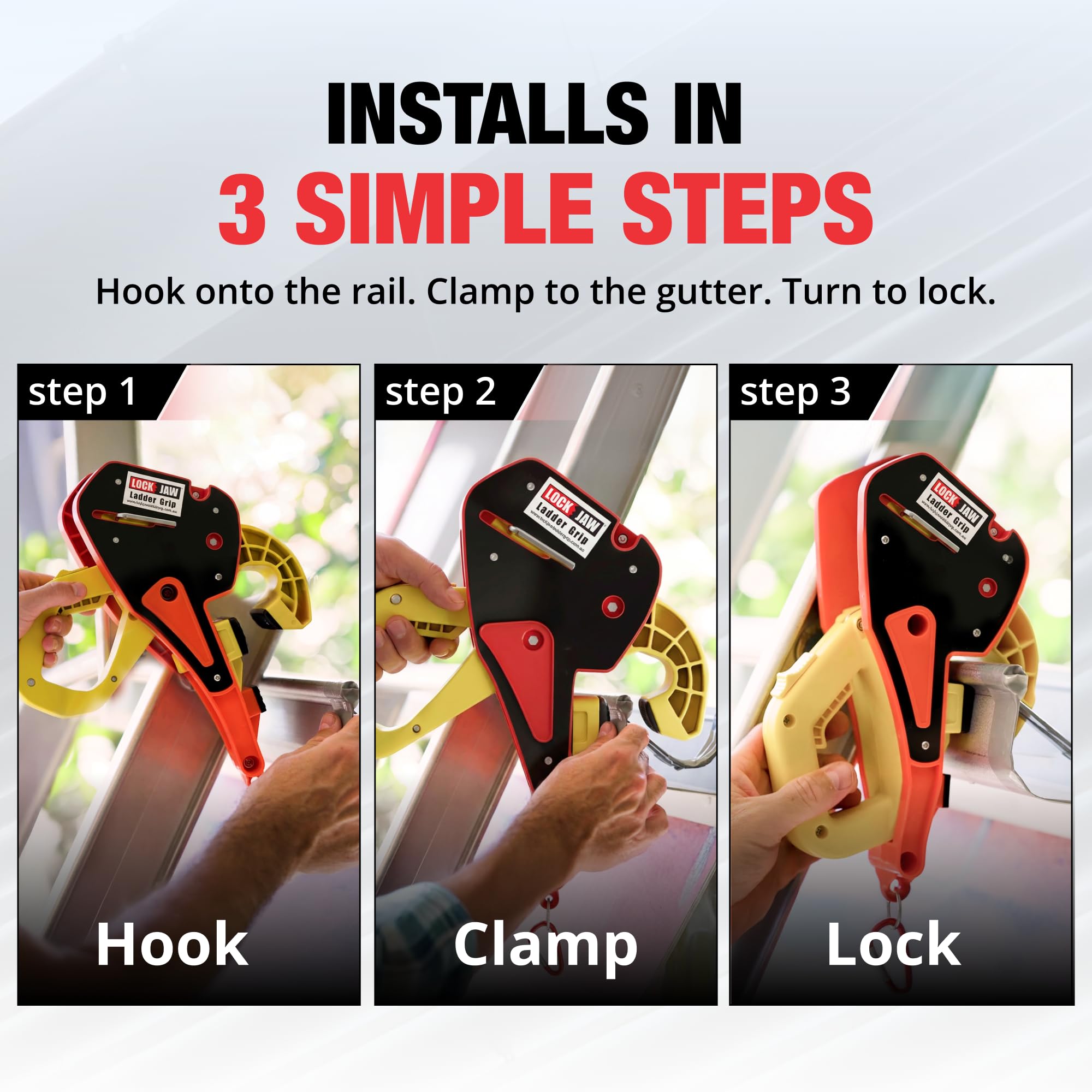 Lock Jaw Ladder Grip - Ladder Safety Clip - Feel Secure on Your ladders and Climb Safer (Pack of 1)