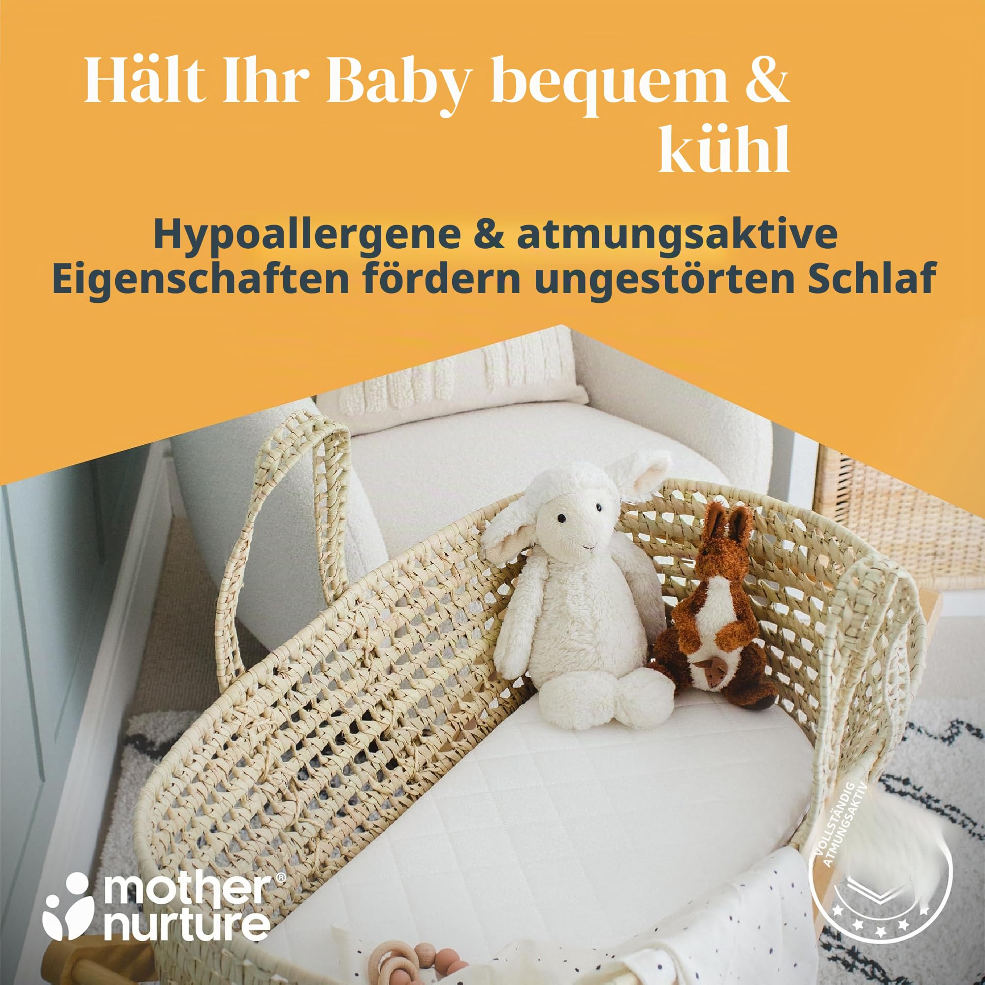 Babies Firsts Babykörbchen- oder Kinderwagen Matratze, gesteppt, Schaumstoff, abgerundet an beiden Enden